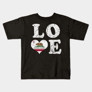 Love California Republic Flag Vintage Distressed Kids T-Shirt